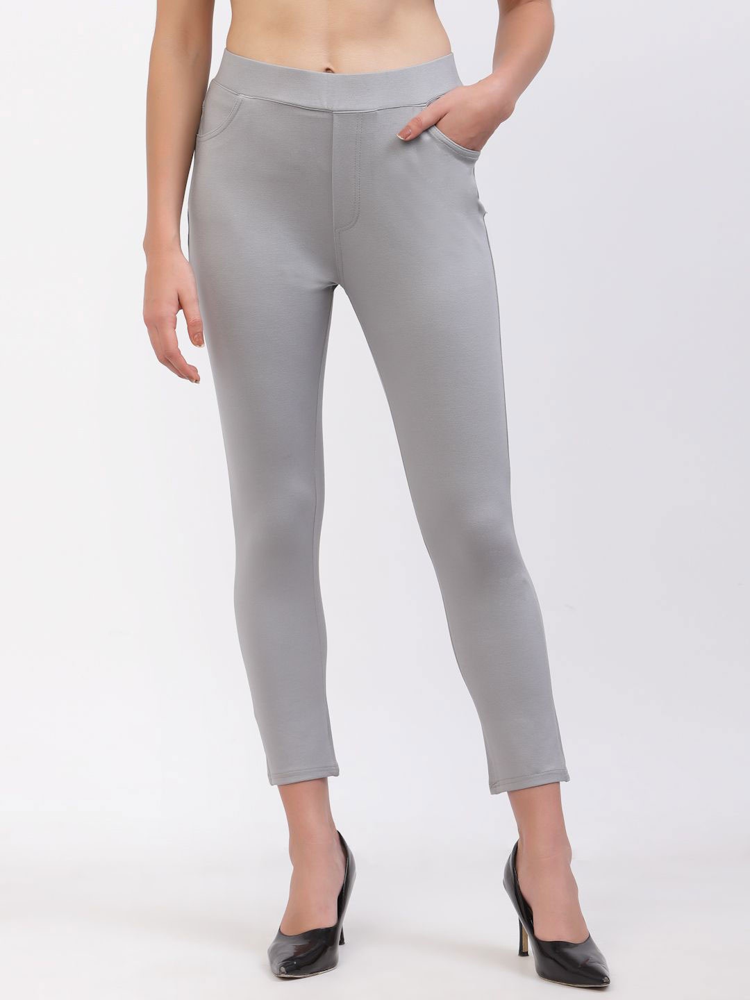 

DELIS Women Skinny Fit Jeggings, Grey