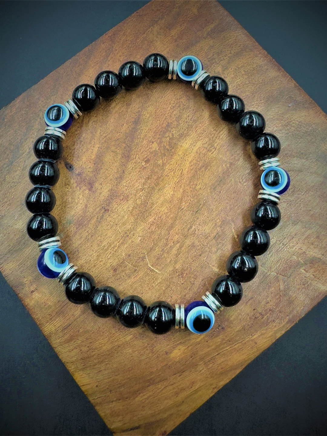 

AKLINA Beaded Ceramic Elasticated Bracelet, Black