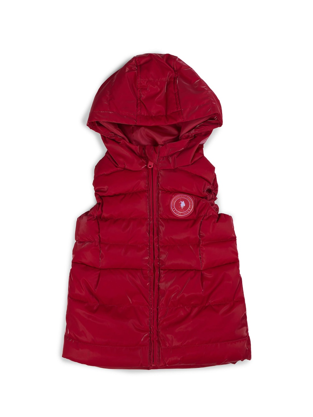 

U.S. Polo Assn. Kids Girls Hooded Solid Casual Gilet Jacket, Maroon