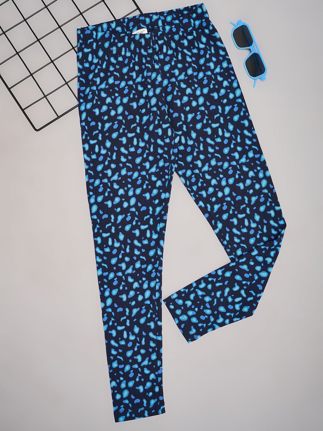 

Pantaloons Junior Girls Printed Ankle-Length Leggings, Navy blue