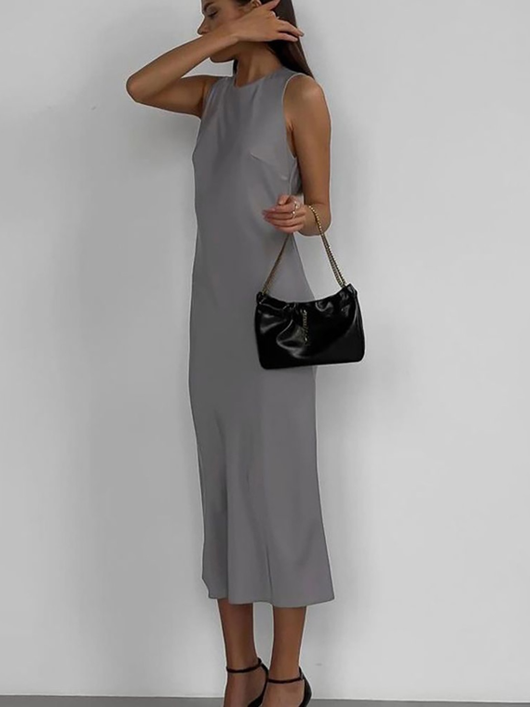 

LULU & SKY Women Sheath Midi Dress, Grey