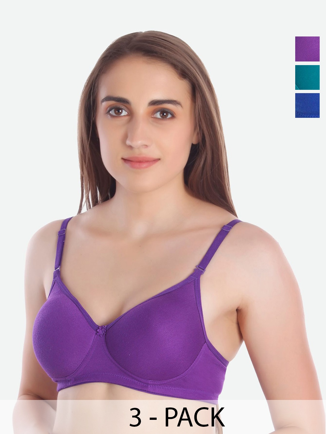 

MiEstilo Women Pack Of 3 Full Coverage Lightly Padded Bra, Green