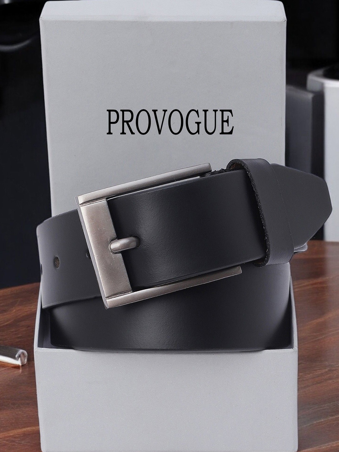 

Provogue Men Leather Formal Belt, Black