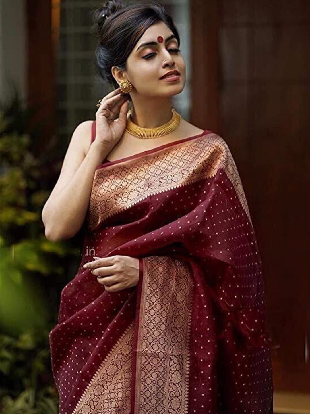 

Upalksh Ethnic Motifs Woven Design Zari Pure Cotton Paithani Saree, Maroon