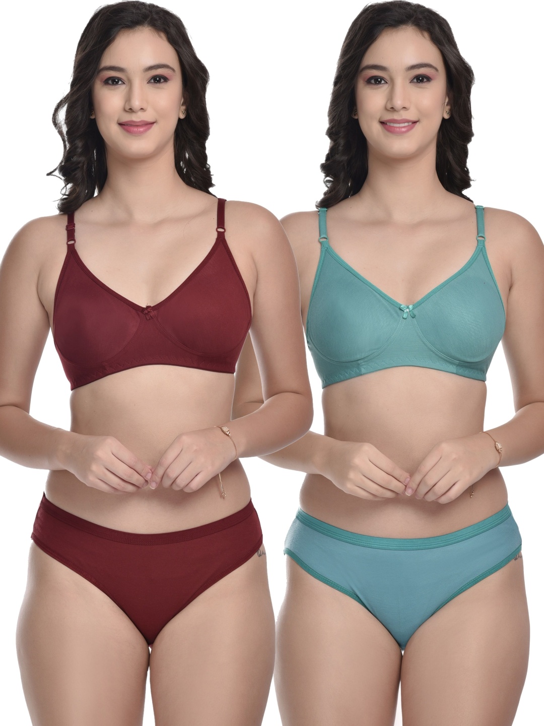 

MiEstilo Women Pack of 2 Cotton Lingerie Set, Maroon