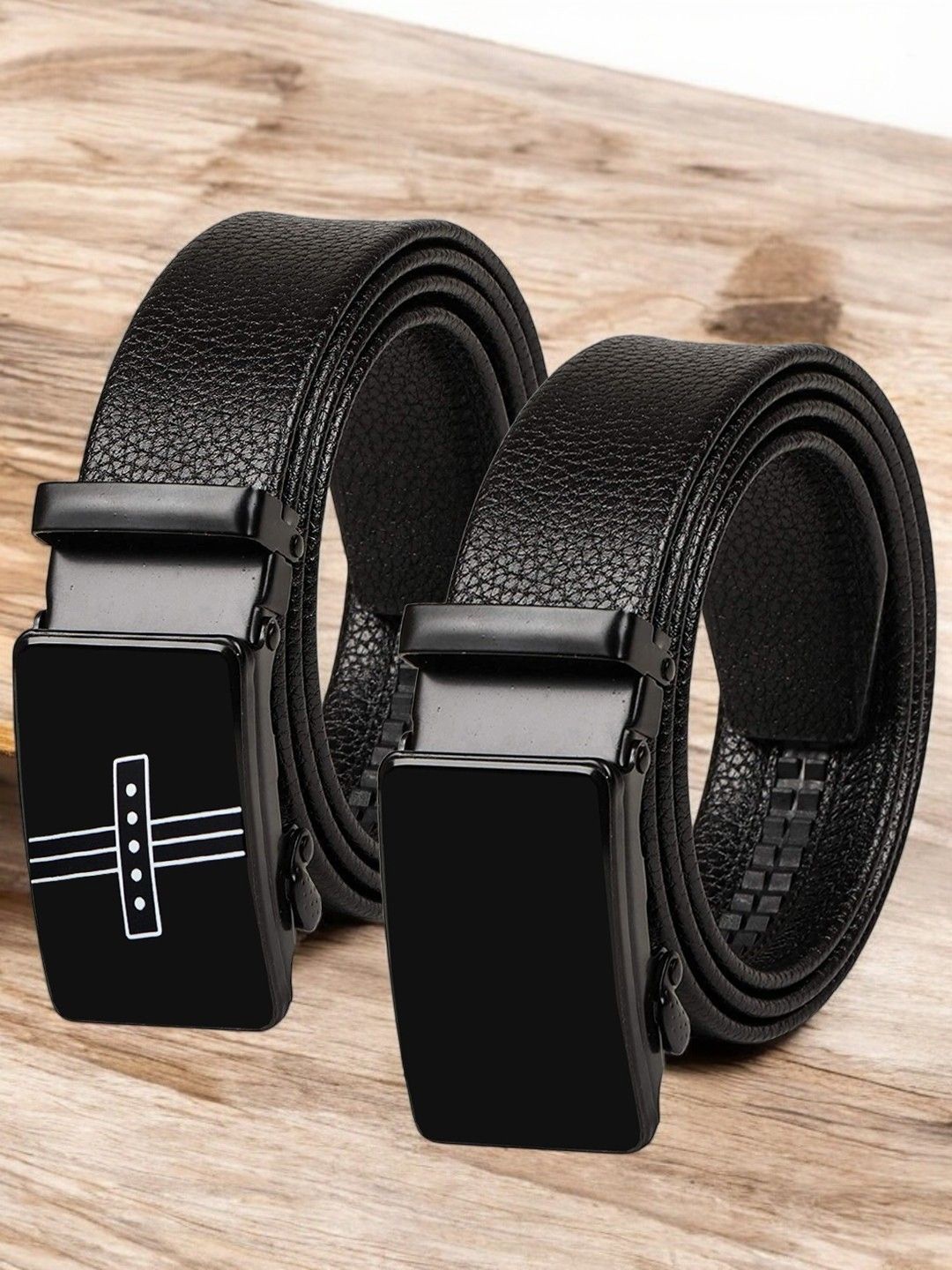 

Metronaut Men Textured 2 PU Belt, Black