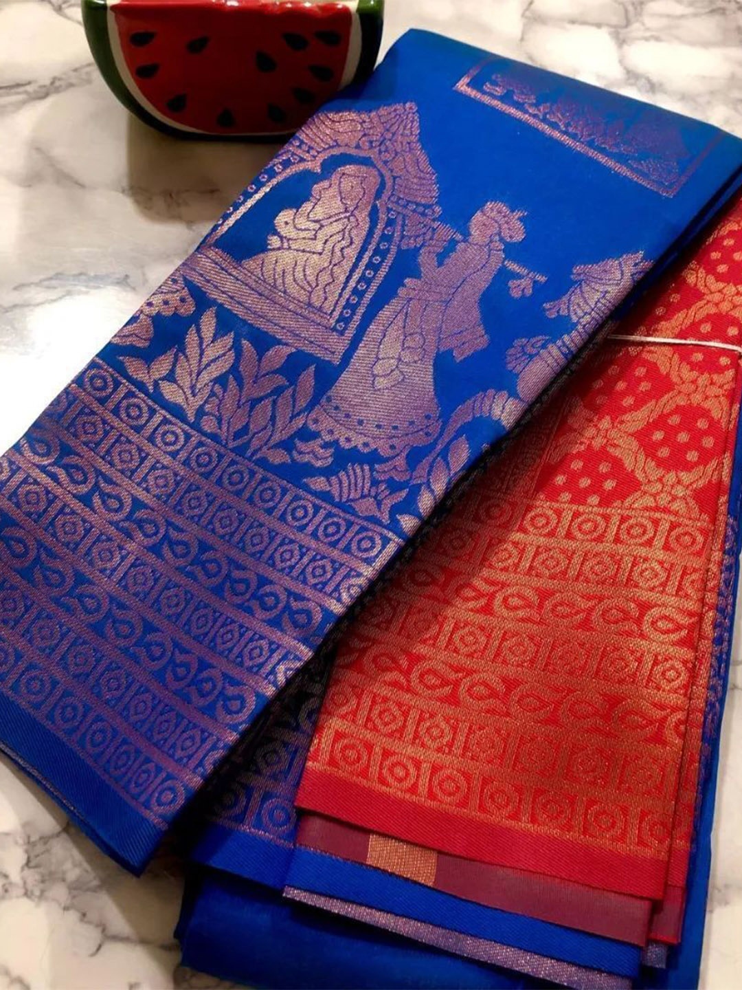 

Aika Ethnic Motifs Woven Design Zari Pure Silk Banarasi Saree, Blue