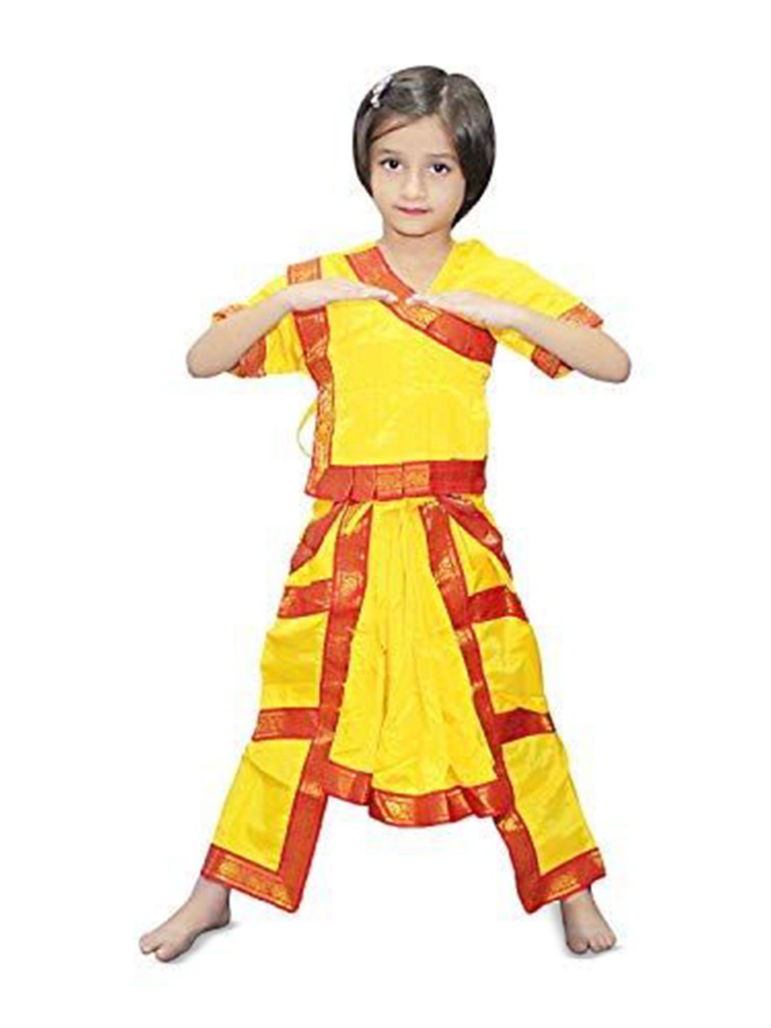 

Kaku Fancy dresses Girls Bharatnatyam Dance Costume Set, Yellow