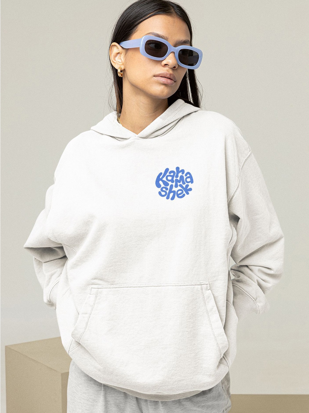 

TheBTclub Men Printed Hooded Pullover Sweatshirt, White