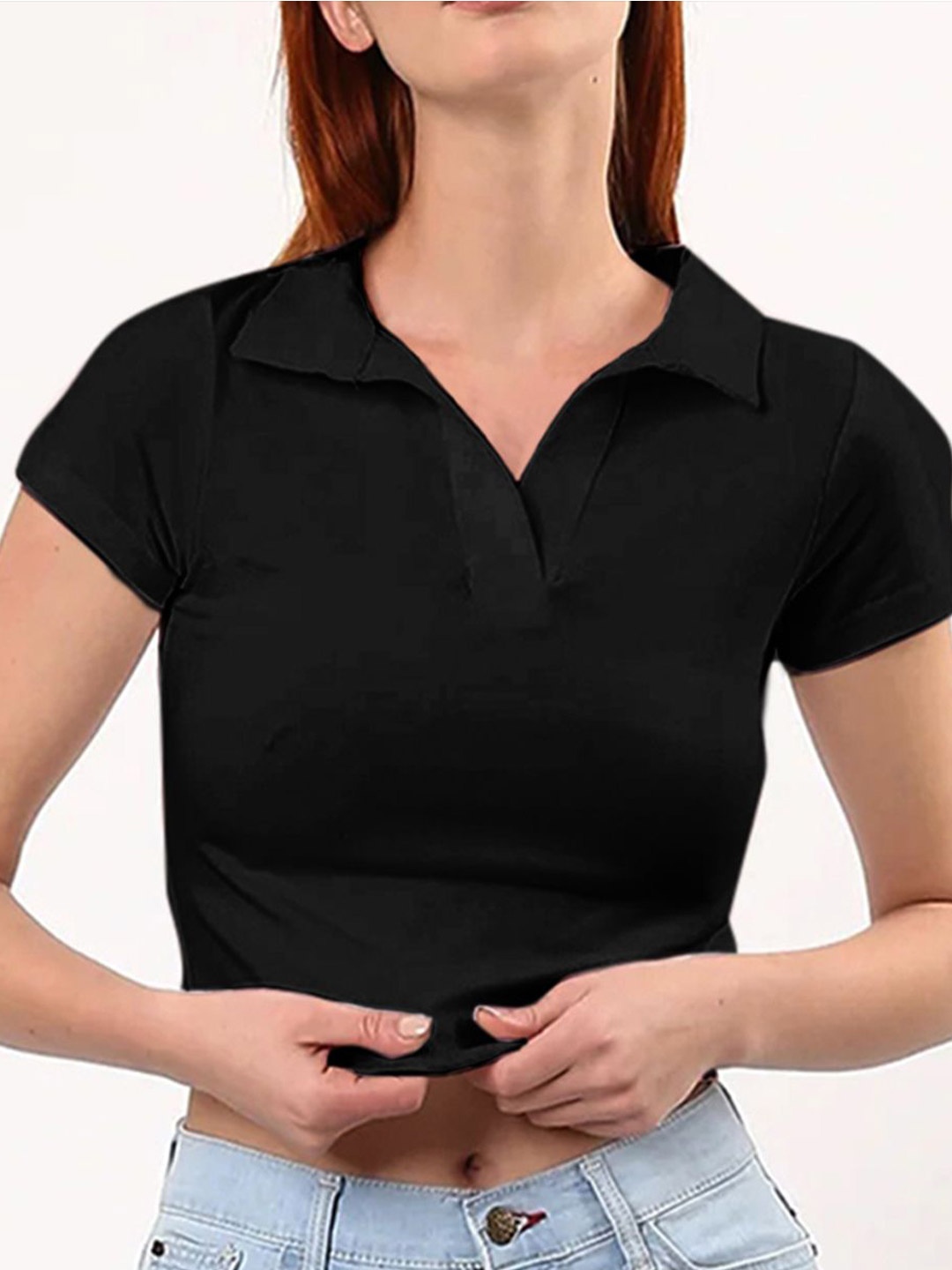 

StyleCast x Revolte Women Short Sleeves Shirt Style Top, Black