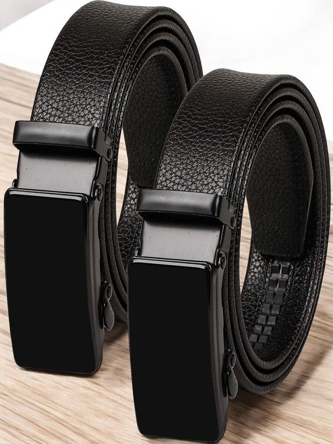 

Metronaut Men Textured 2 PU Belt, Black