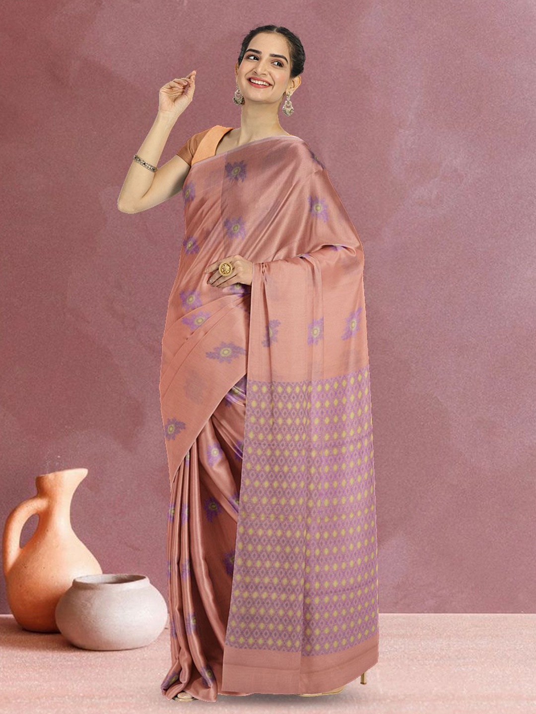 

Avishya Ethnic Motifs Woven Design Silk Cotton Saree, Beige