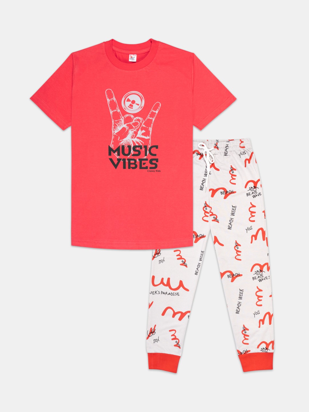 

Tee Weavers Boys Printed Pure Cotton Night suit, Orange
