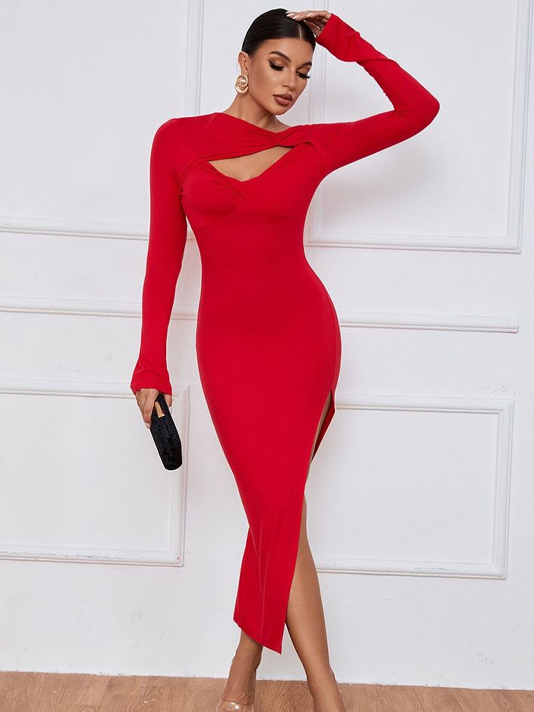 

LULU & SKY Bodycon Midi Dress, Red