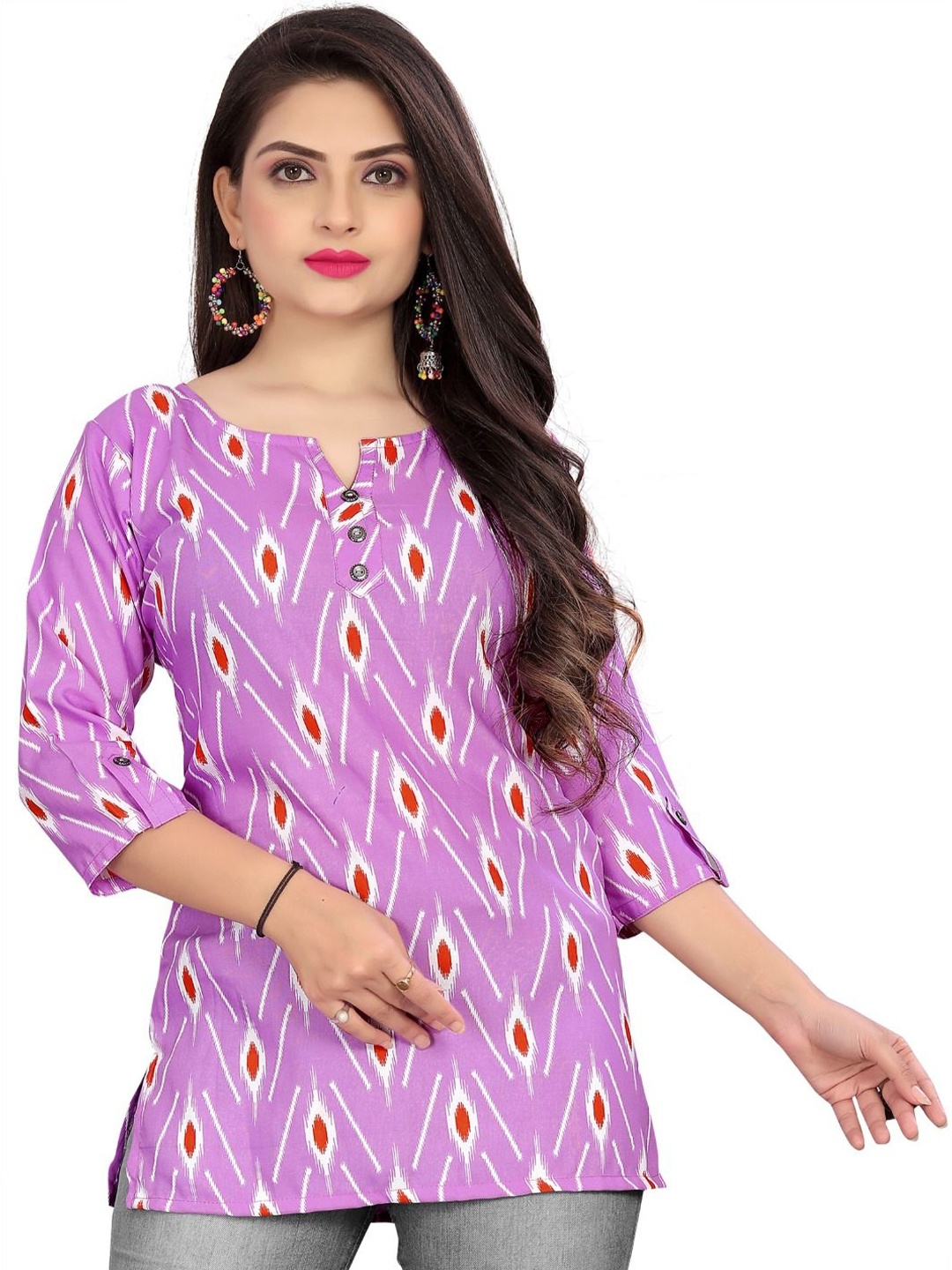 

LIZUL Floral Print Cotton Top, Purple