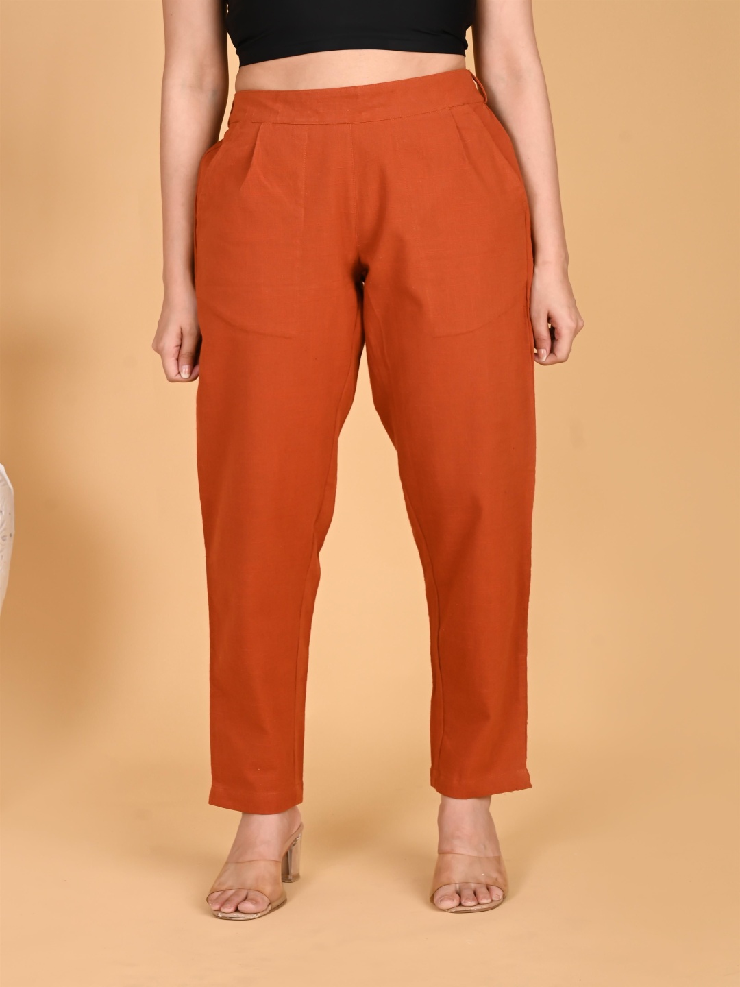 

SKYTICK Women Relaxed Fit Trousers, Rust