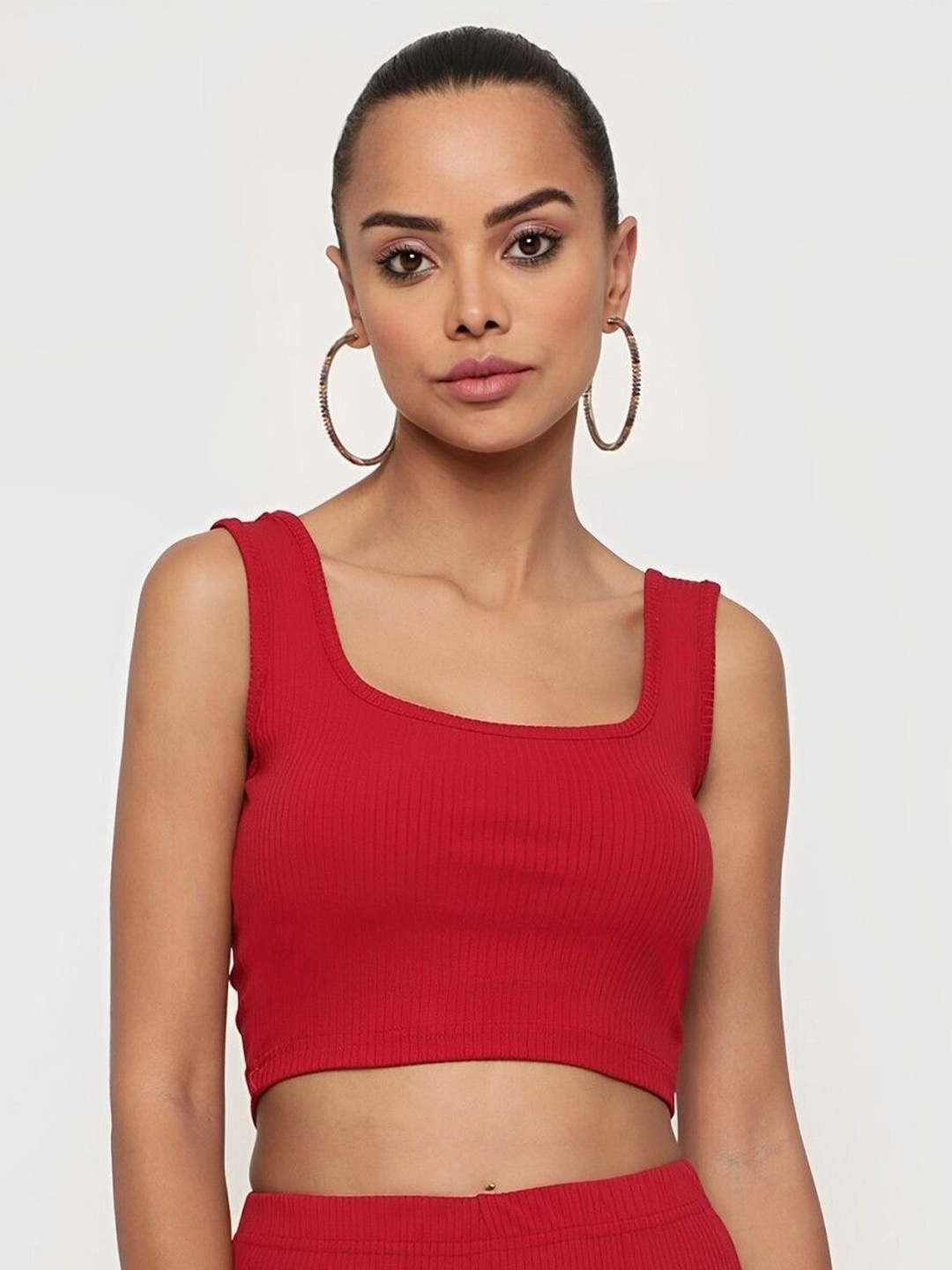 

sollobell Ribbed Cotton Tank Crop Top, Red