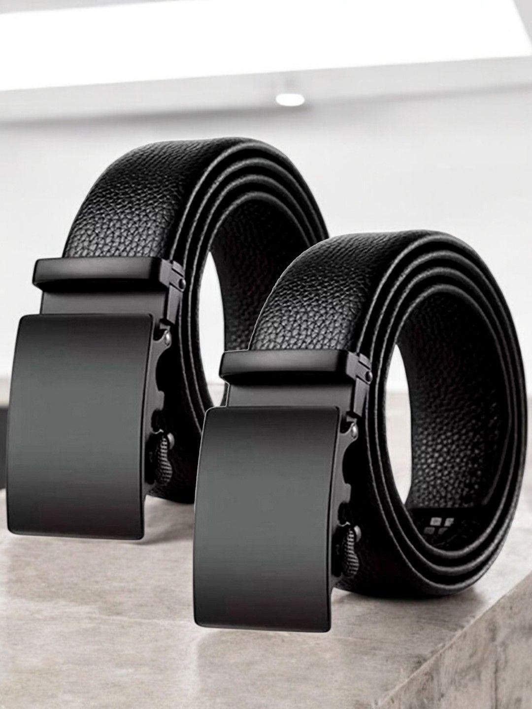 

Metronaut Men Textured 2 PU Belt, Black
