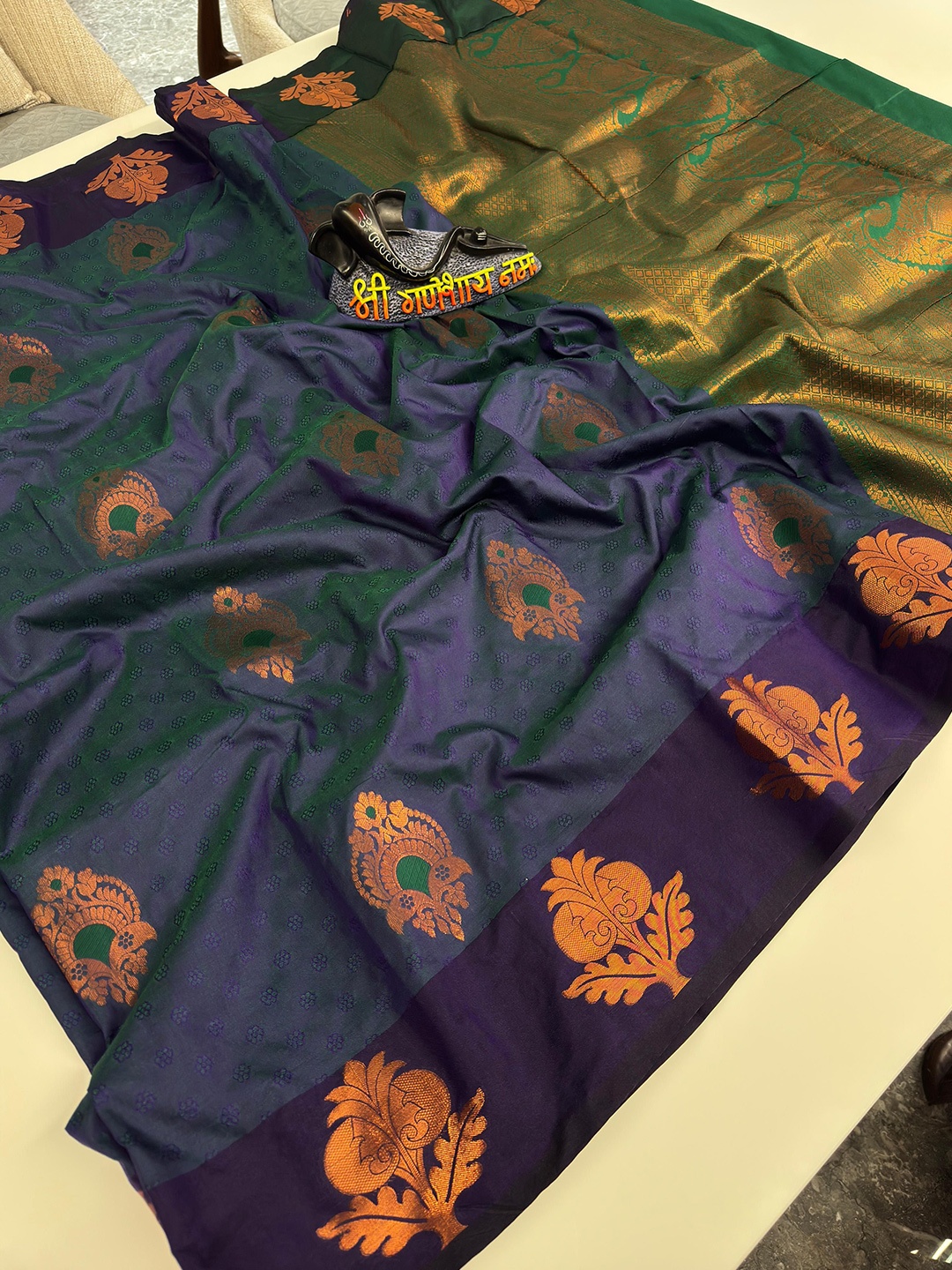 

Silk Land Woven Design Silk Blend Banarasi Saree, Purple