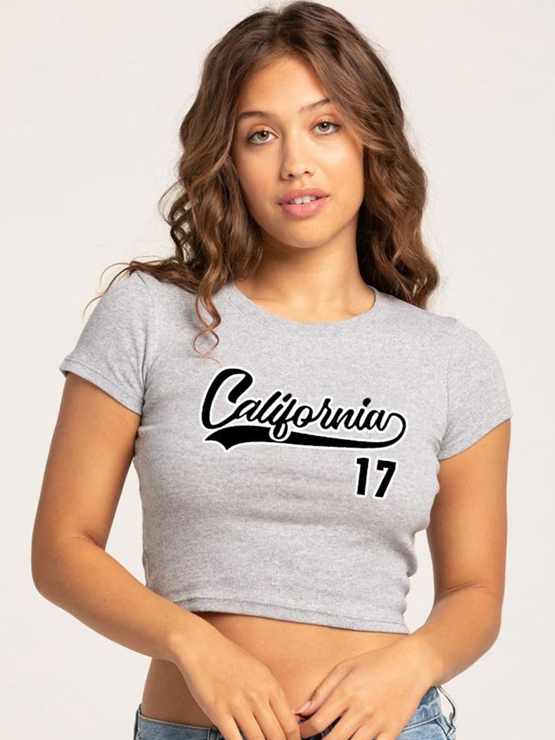 

sollobell Printed Cotton Crop Top, Grey