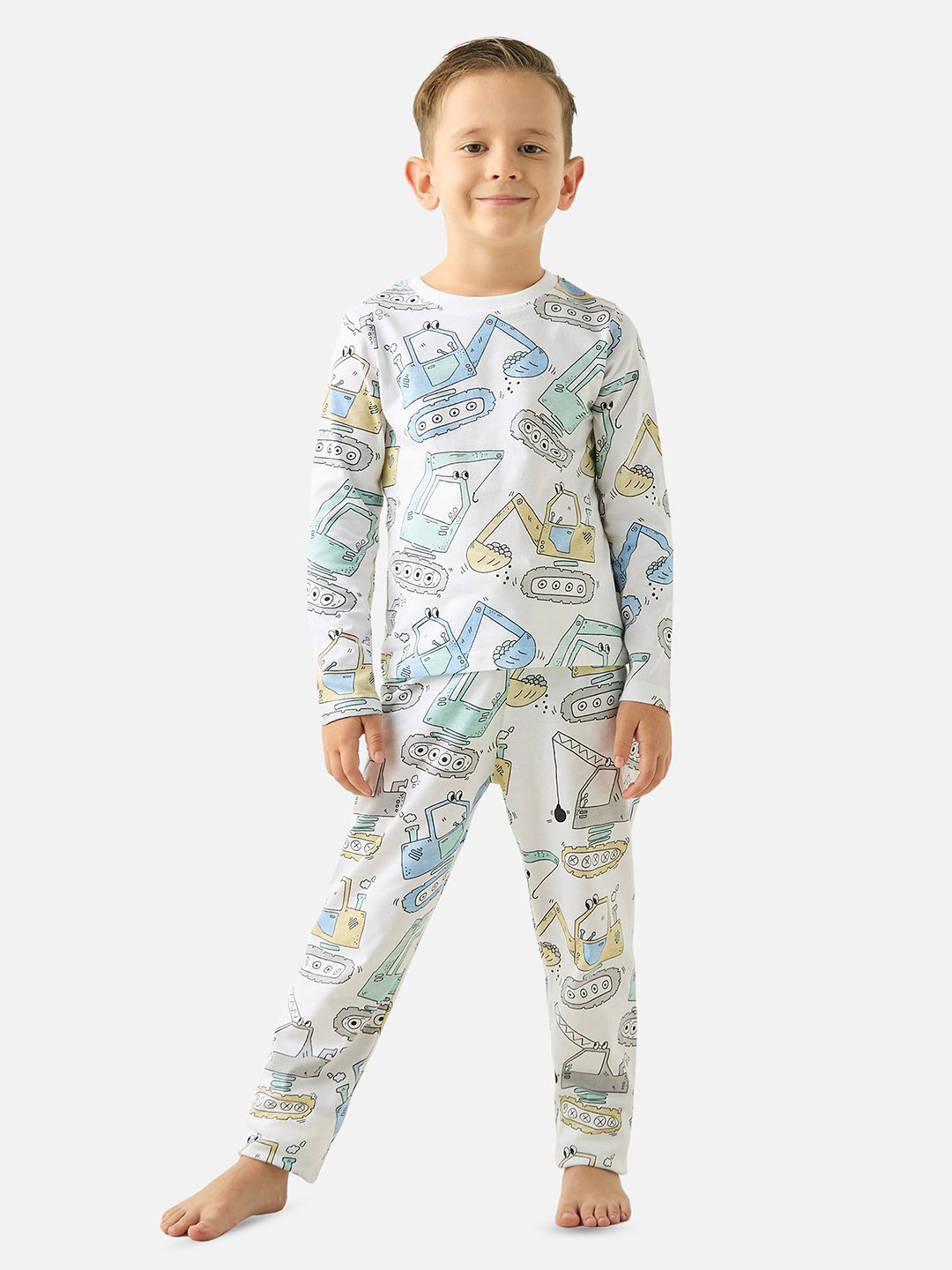 

Juniors by Babyshop Boys Printed Pure Cotton T-Shirt With Pyjama, Grey