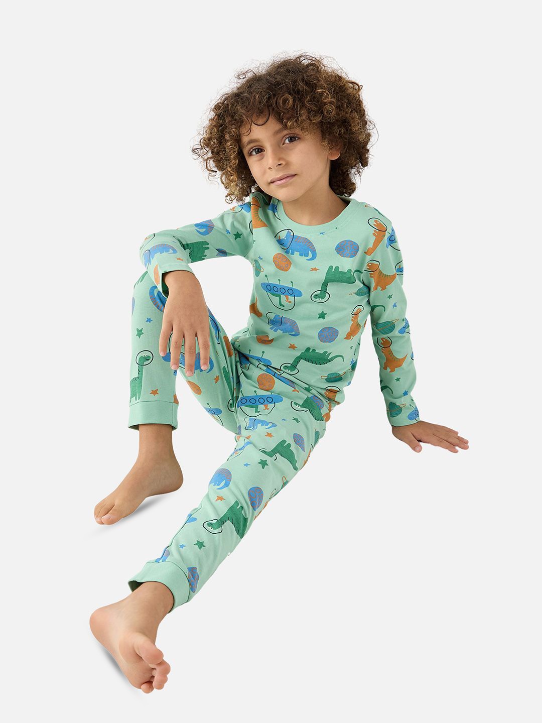

Juniors by Babyshop Boys Printed Pure Cotton T-Shirt With Pyjamas, Green