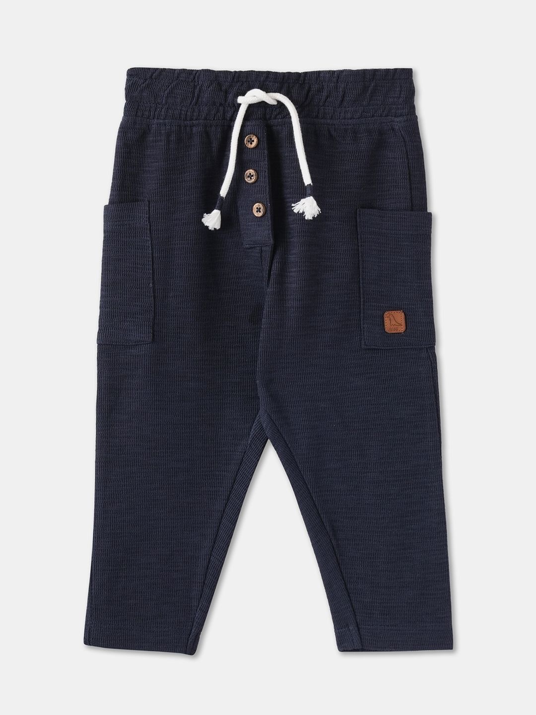 

R&B Boys Cotton Mid Rise Track Pants, Navy blue
