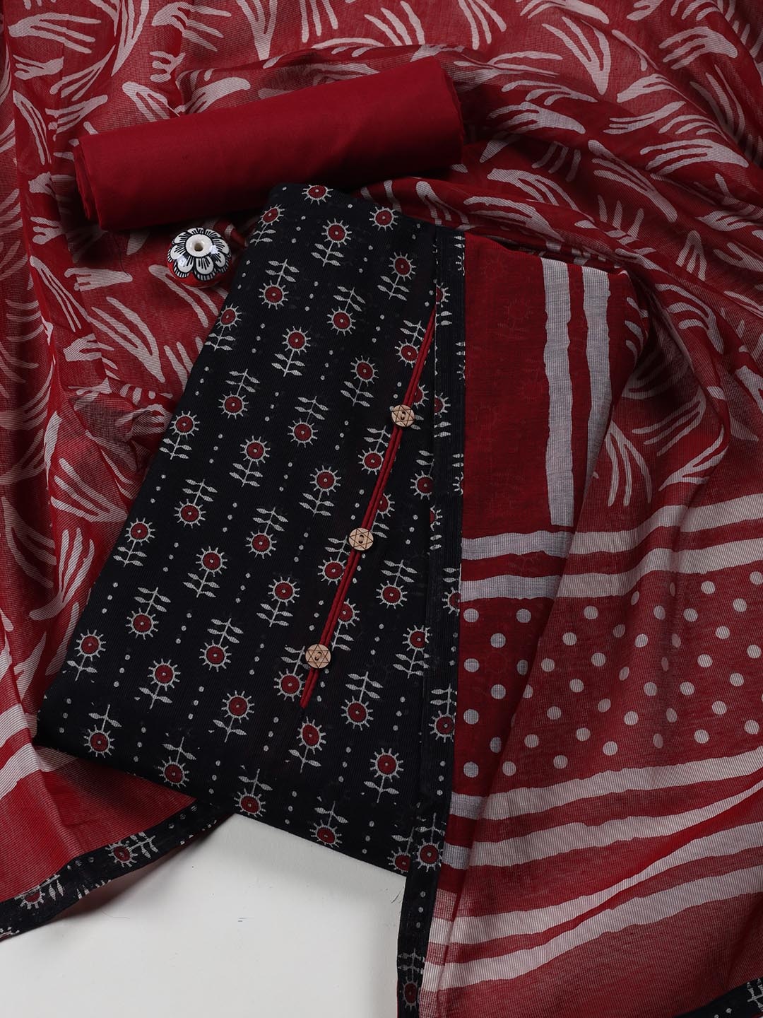 

Meena Bazaar Printed Unstitched Dress Material, Black