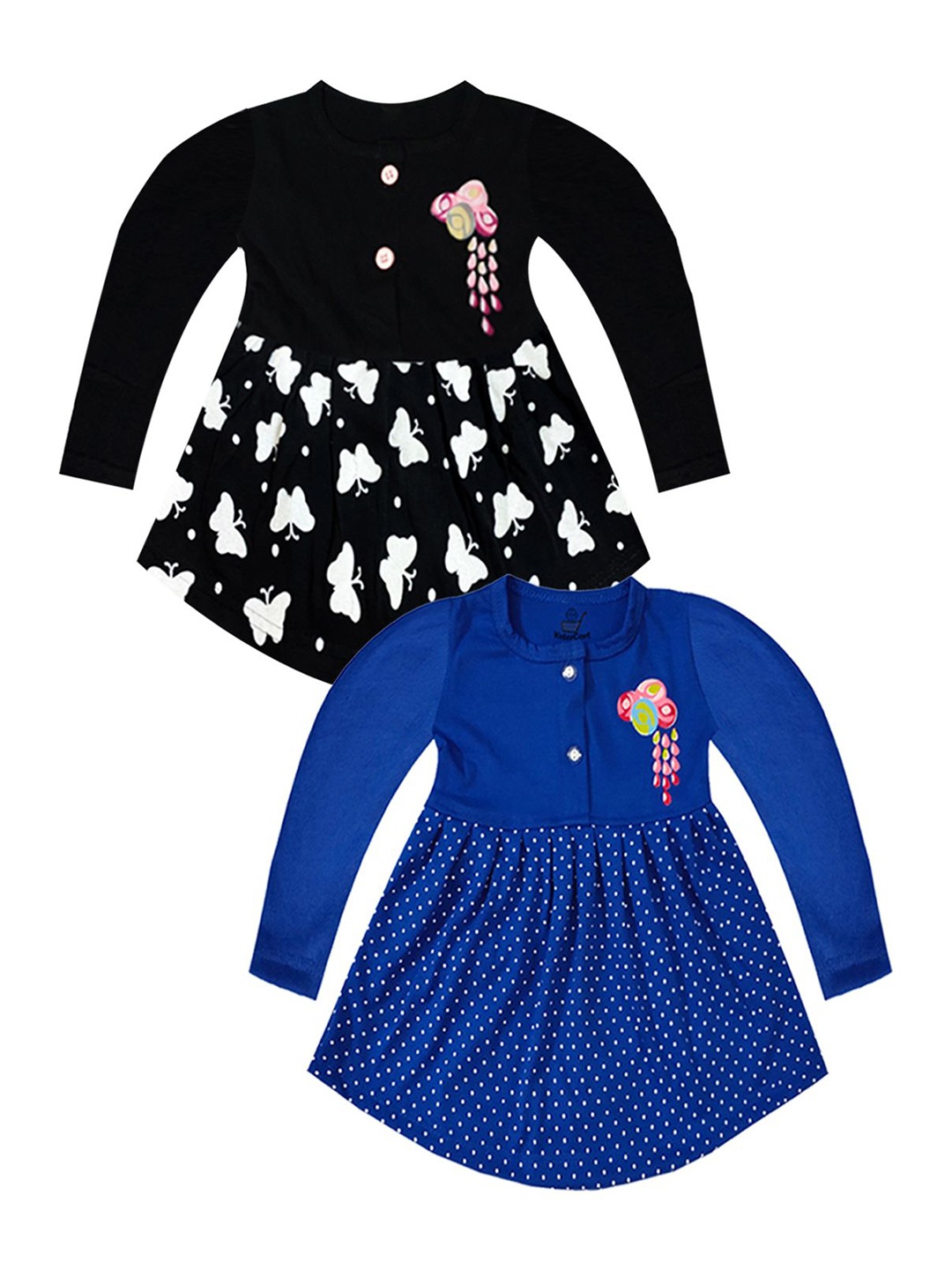 

KidzzCart Women Polka Dot Printed Fit & Flare Dress, Black