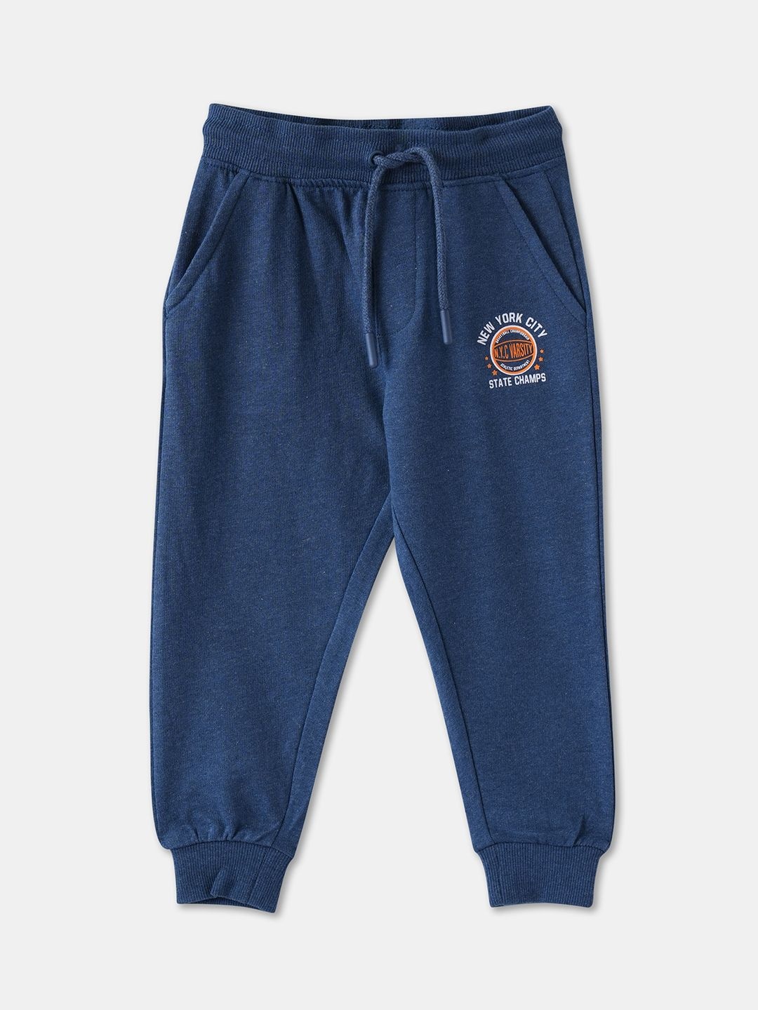 

R&B Boys Cotton Mid Rise Joggers, Blue