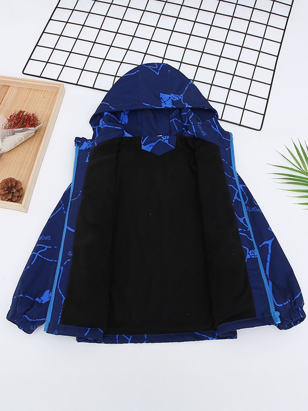 

Xsole Unisex Kids Abstract Printed Bomber Jacket, Navy blue