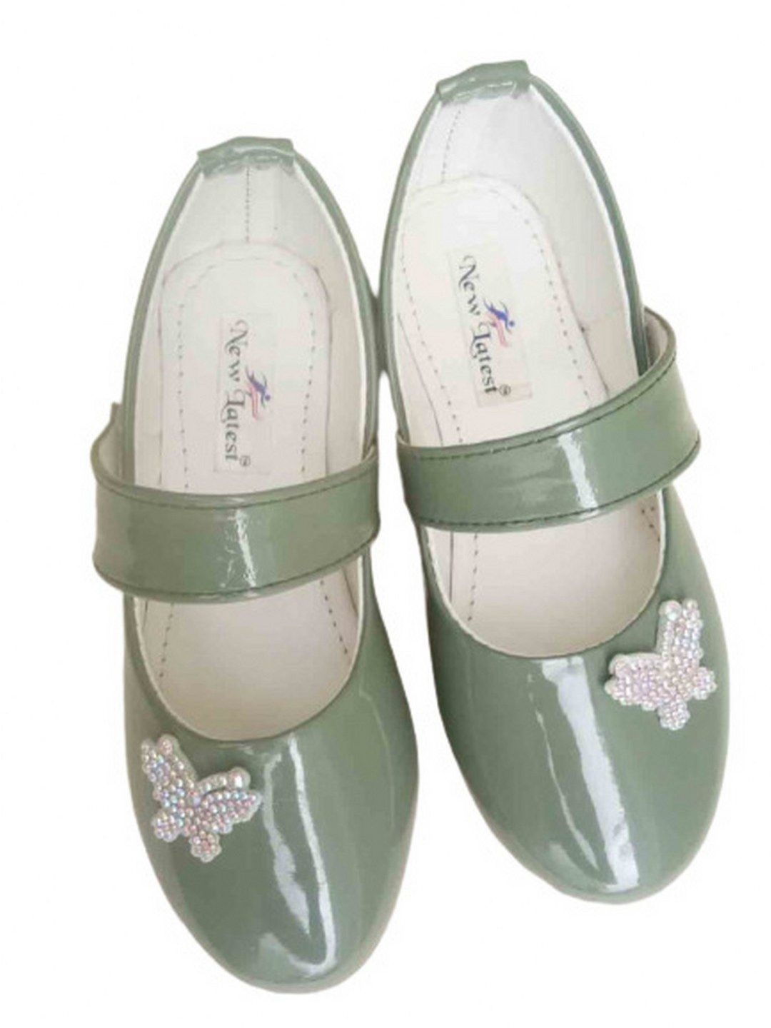 

NEW LATEST Girls Embellished Velcro Ballerinas Flats, Olive