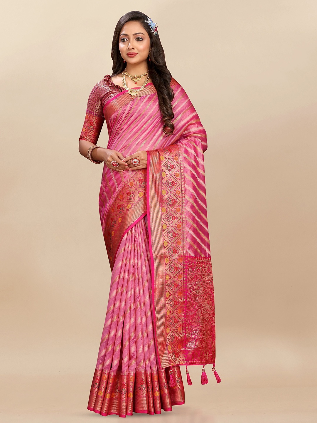 

Upalksh Woven Design Zari Banarasi Saree, Pink