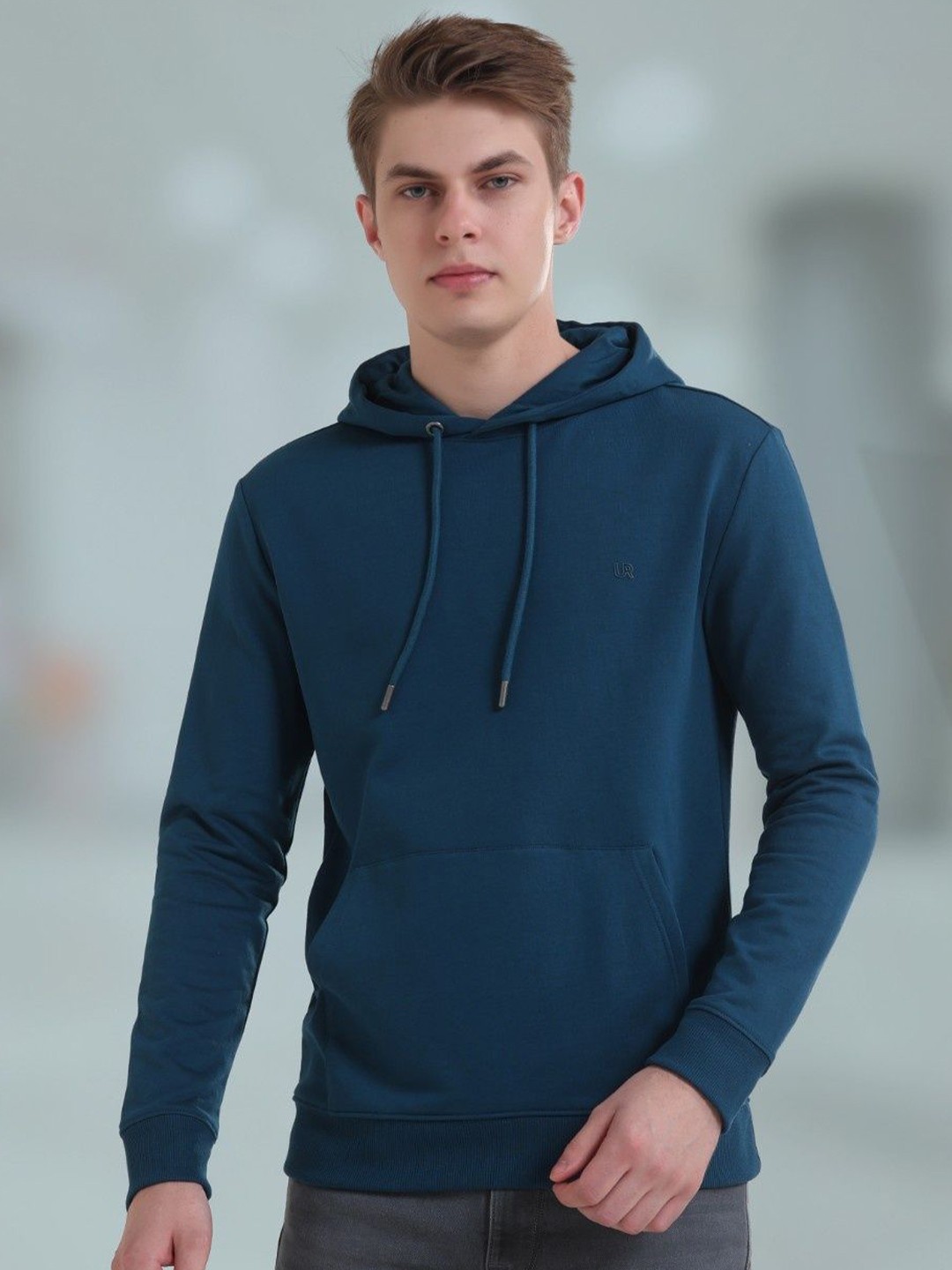 

TURMS Unisex Anti-Stain Anti-Odor Water Repellent Cotton Hooded Sweatshirt, Teal