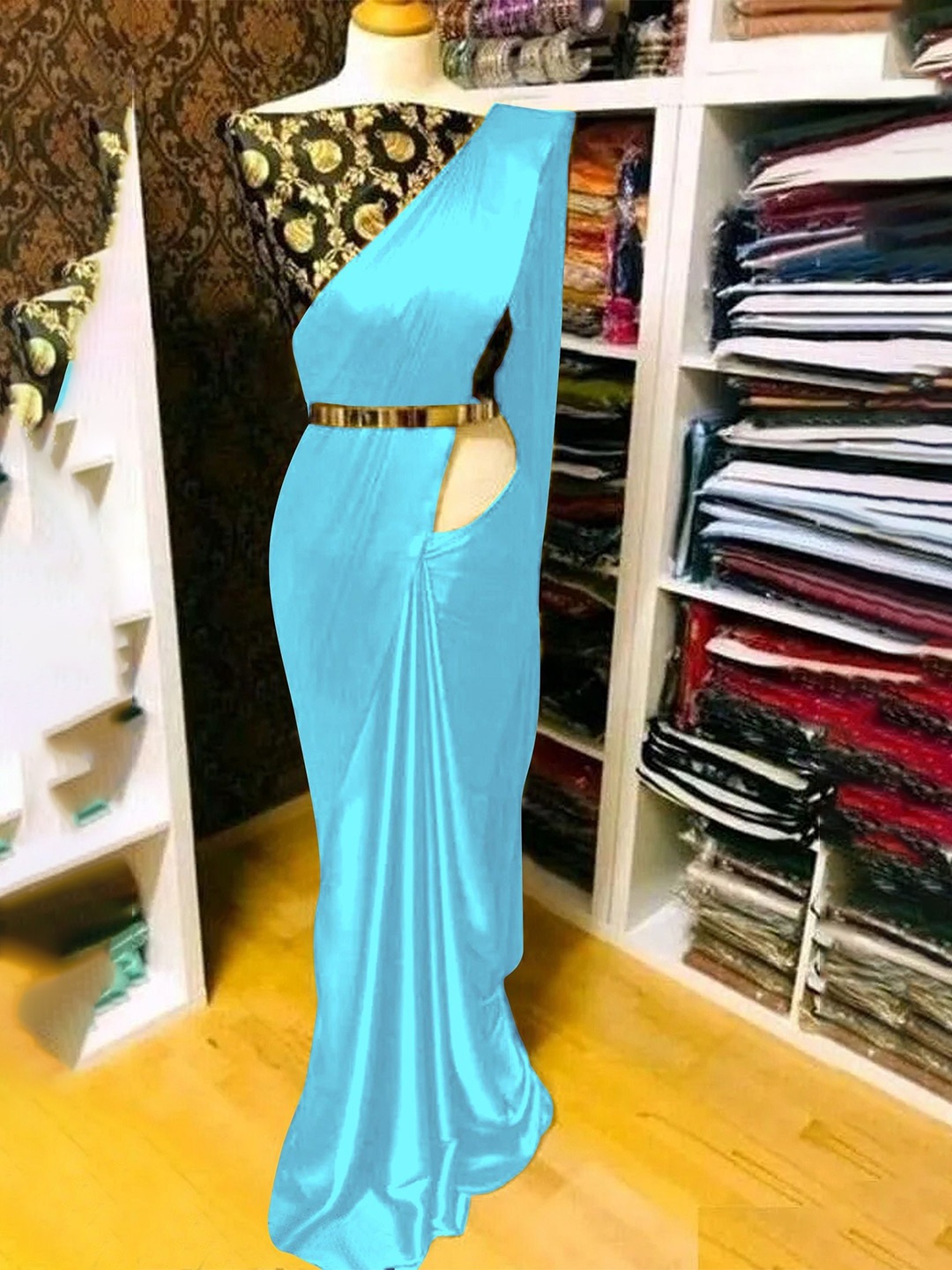 

Aika Pure Georgette Saree, Blue