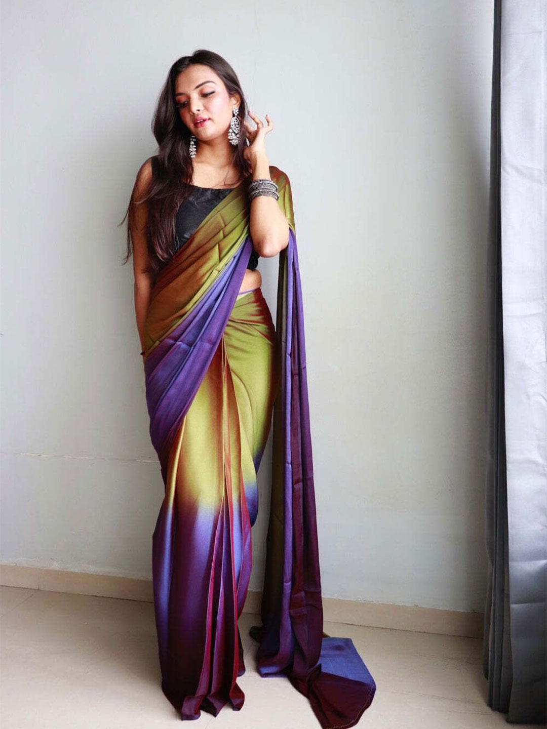 

Upalksh Ombre Pure Cotton Holi Saree, Purple