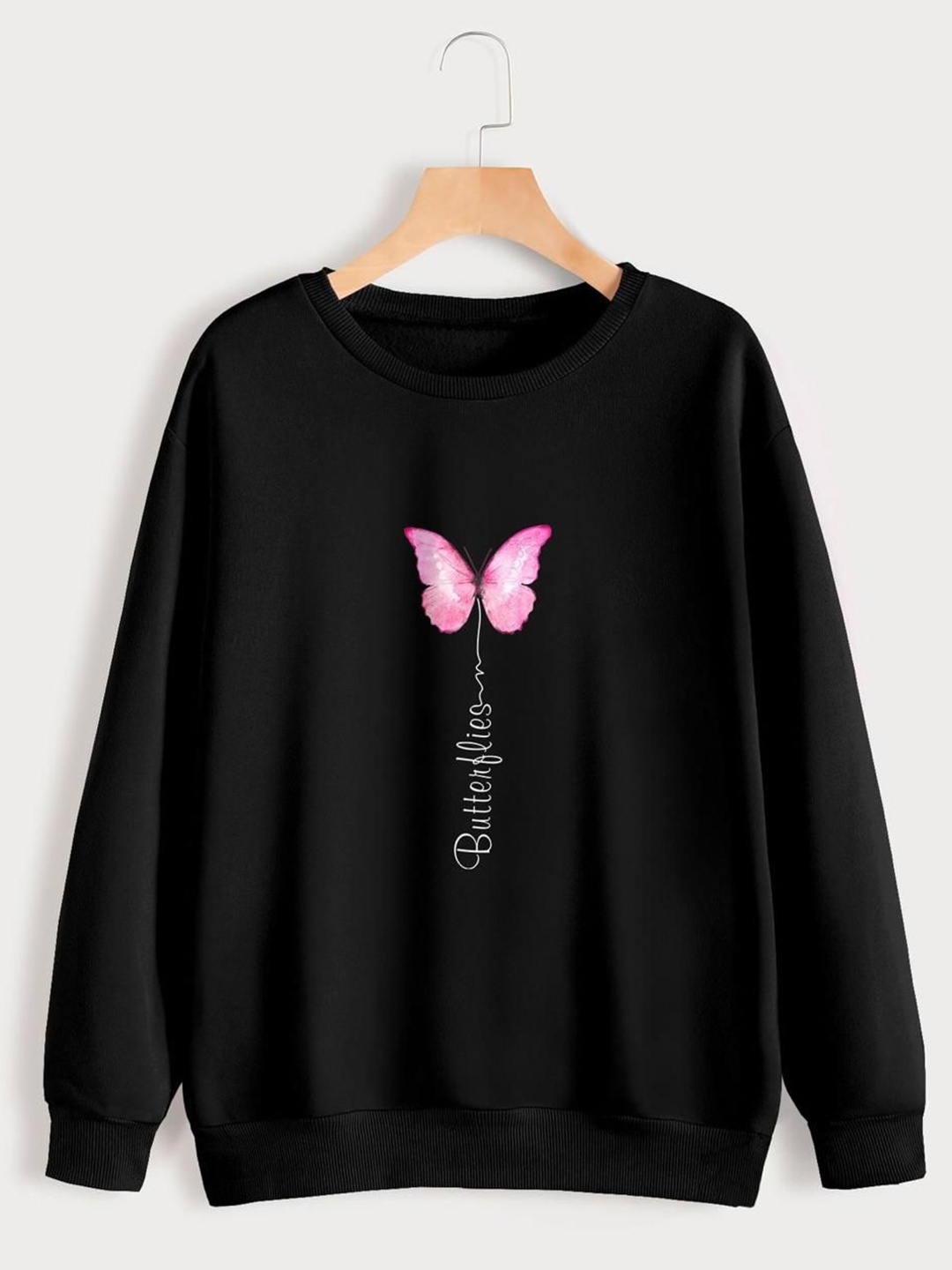 

Just Fab Women Printed Round Neck Sweatshirt, Black
