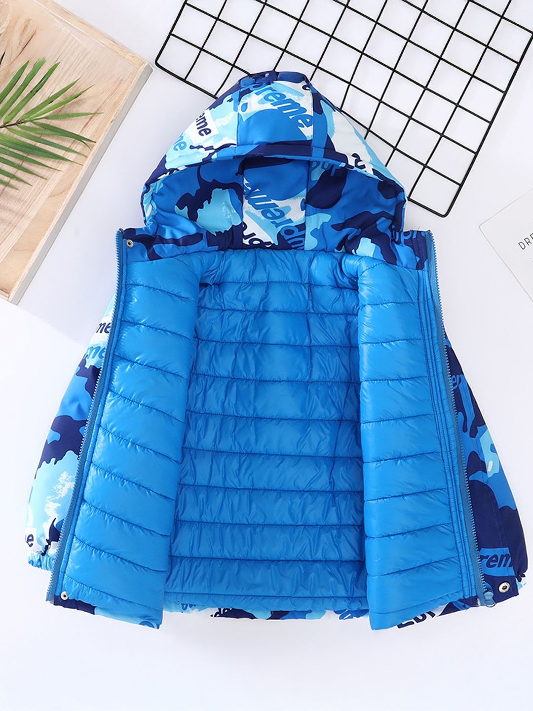 

Xsole Unisex Kids Camouflage Printed Padded Jacket, Blue