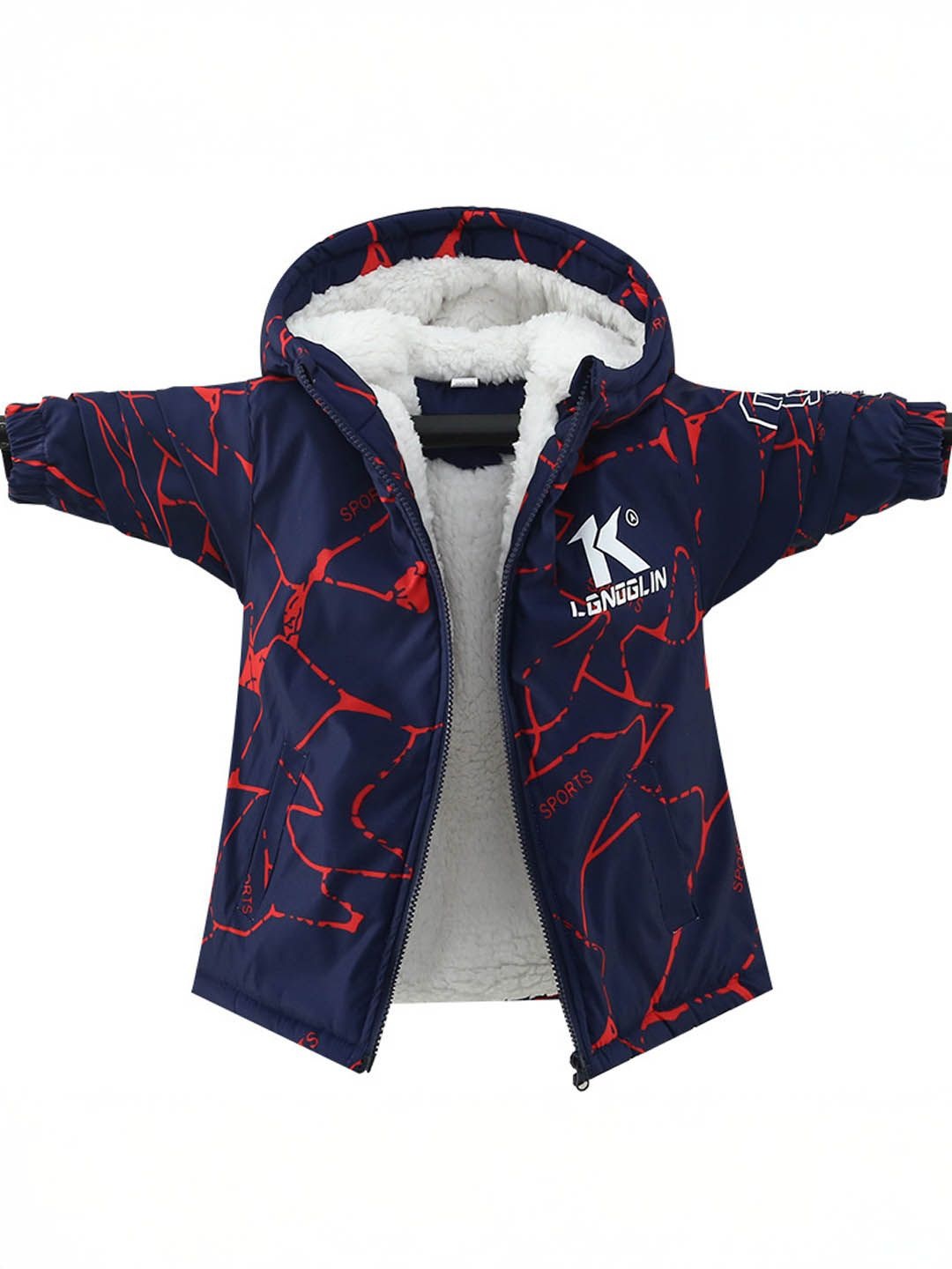 

Xsole Unisex Kids Abstract Printed Parka Jacket, Blue