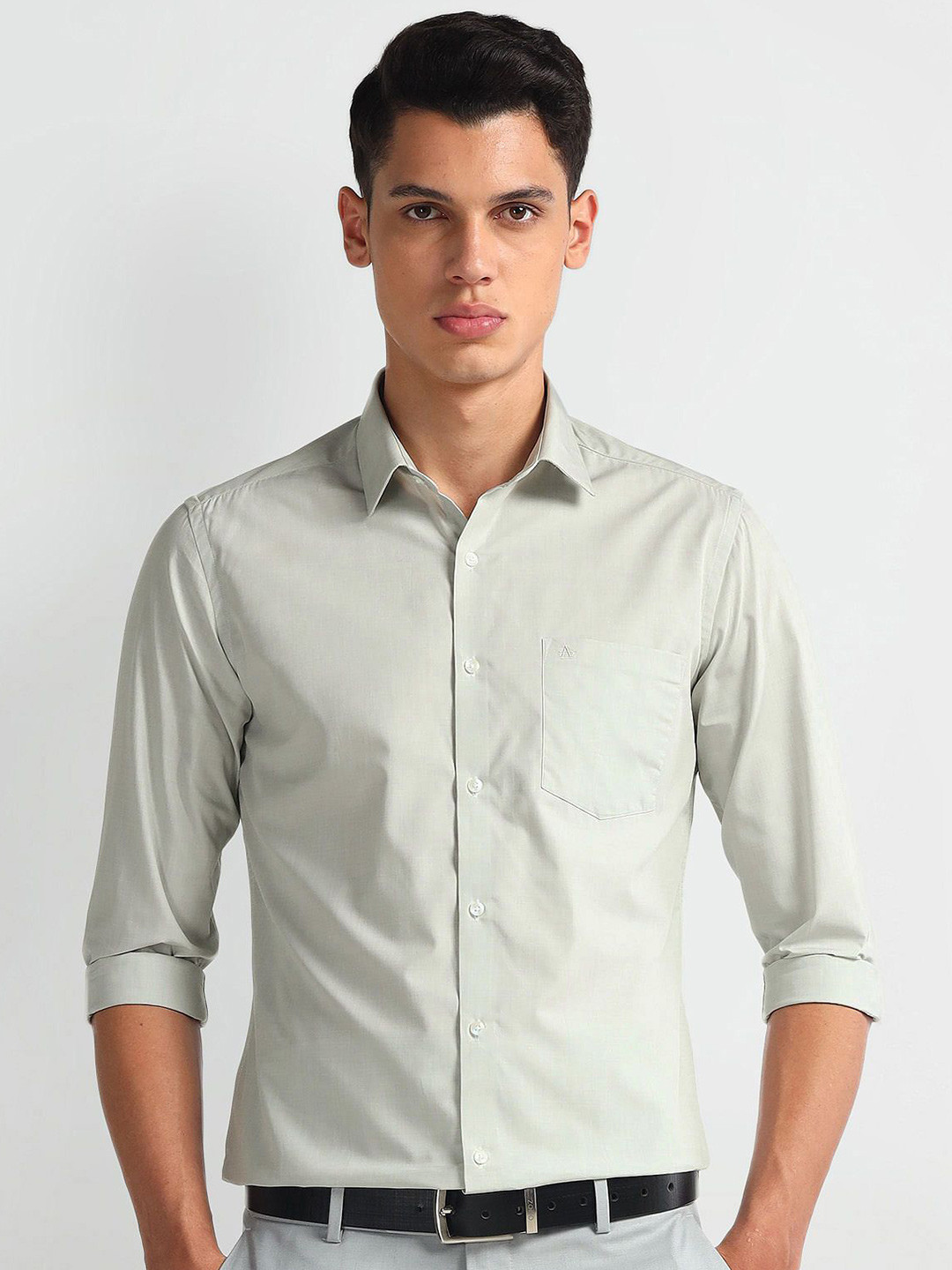 

Arrow Men Classic Slim Fit Solid Cotton Formal Shirt, Grey