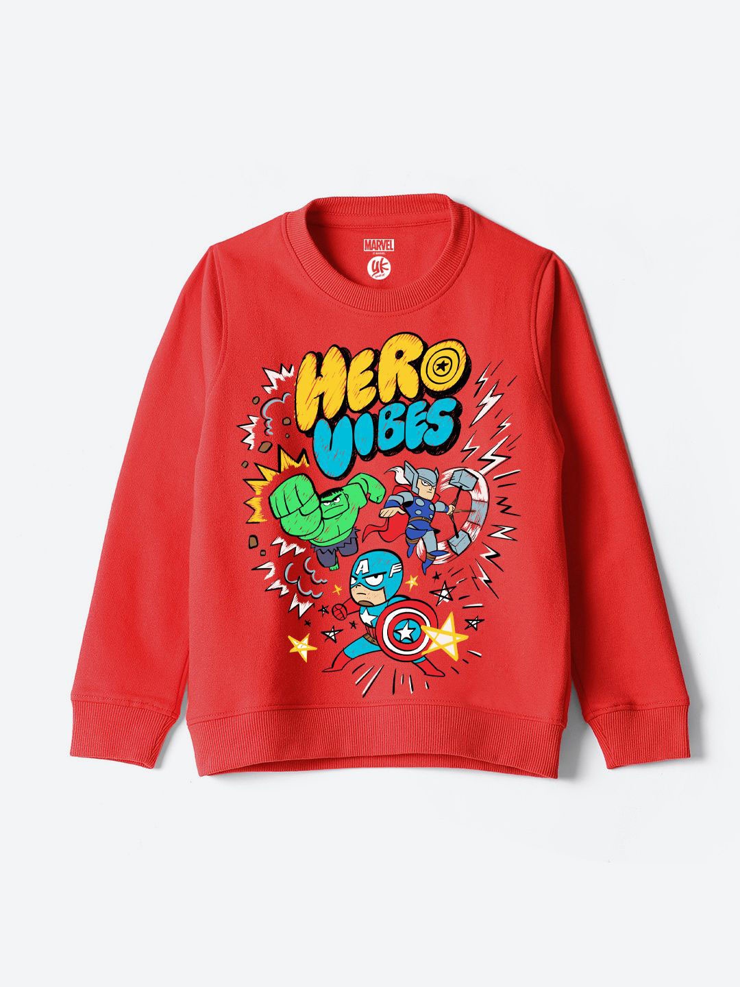 

YK Marvel Boys Avengers Character Printed Pullover Sweatshirt, Red