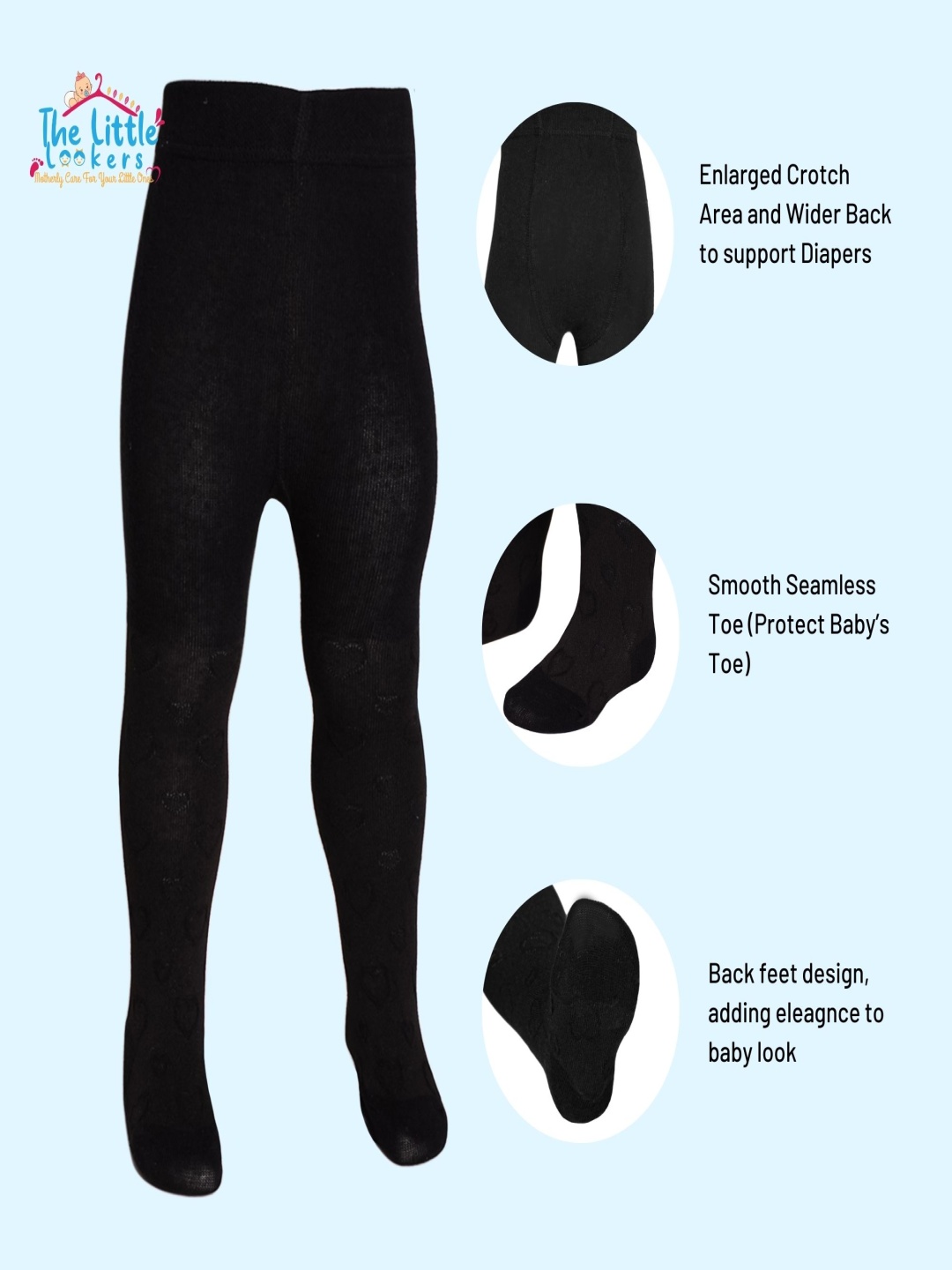 

The Little Lookers Girls Cotton Stockings, Black