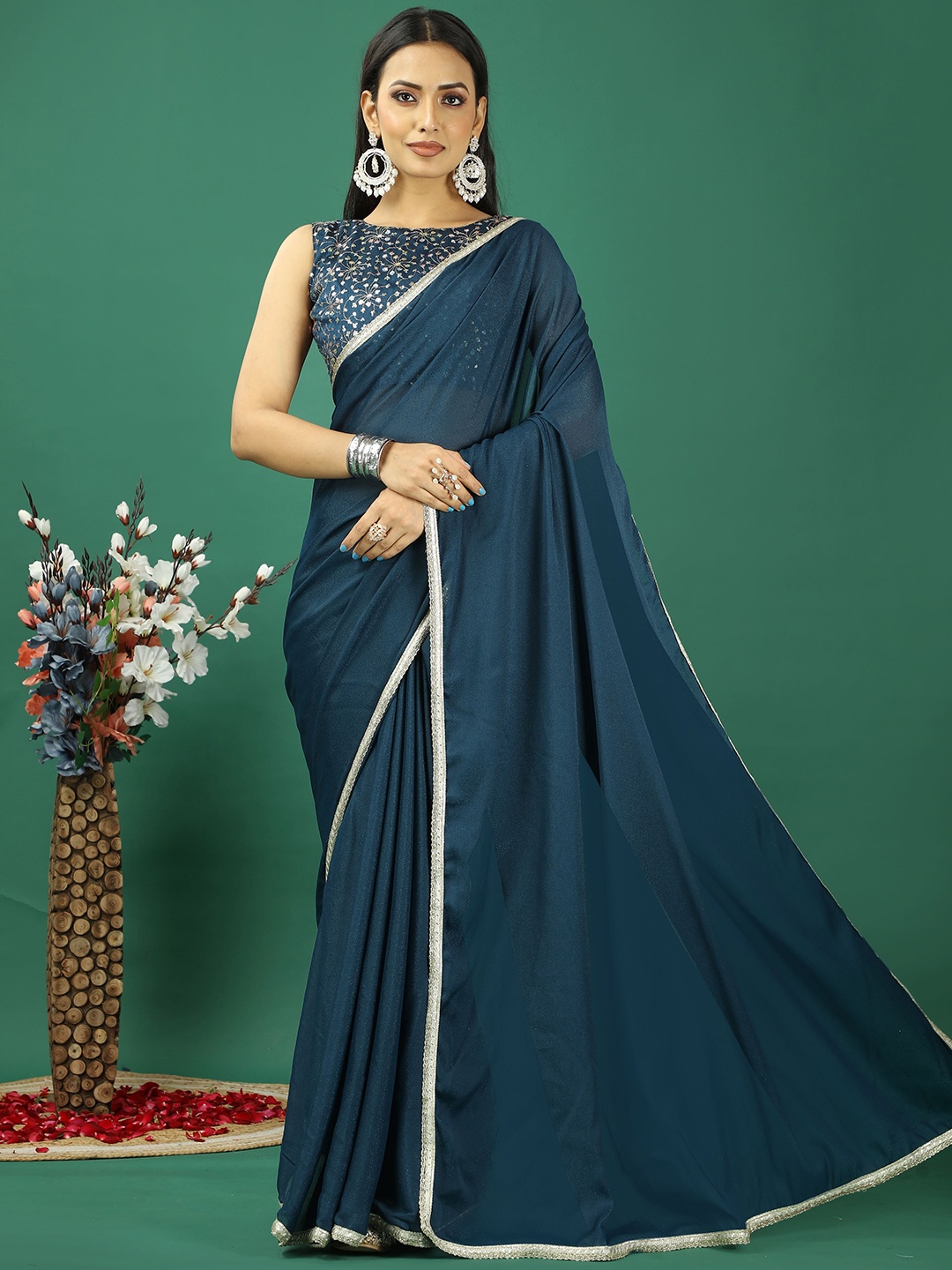 

HI FI NX Satin Banarasi Saree, Blue