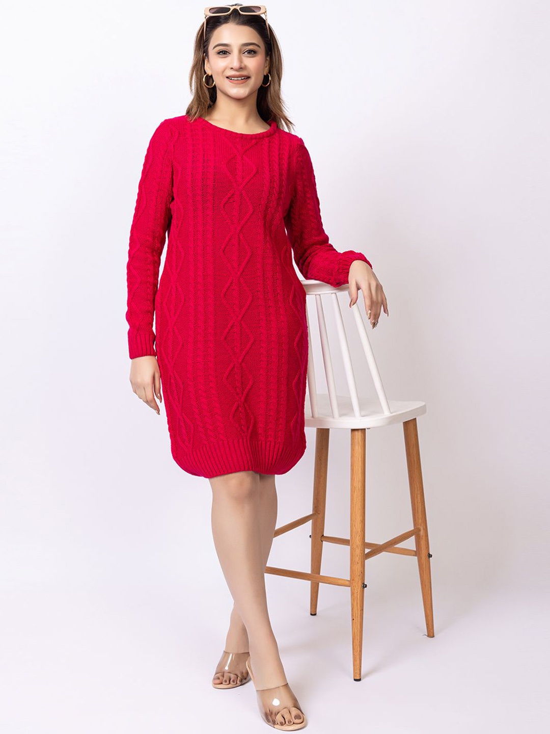 

Club York Women Round Neck Jumper Dress, Pink