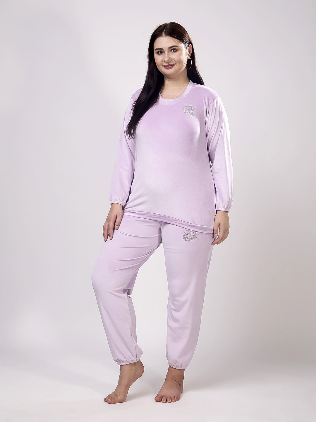 

CHUI MUI Women Plus Size Winter Velvet Night suit, Lavender