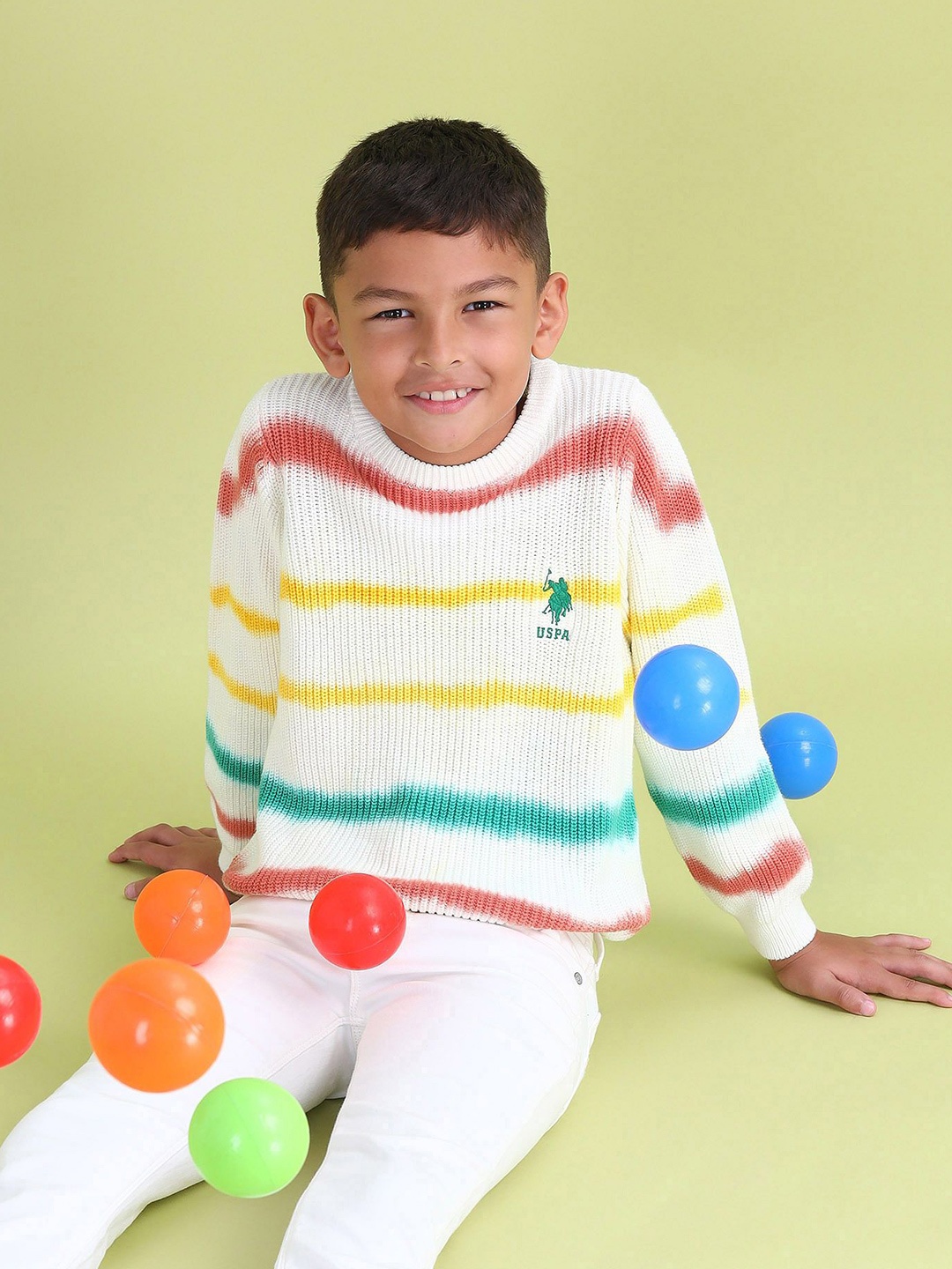 

U.S. Polo Assn. Kids Boys Striped Pullover Sweater, White