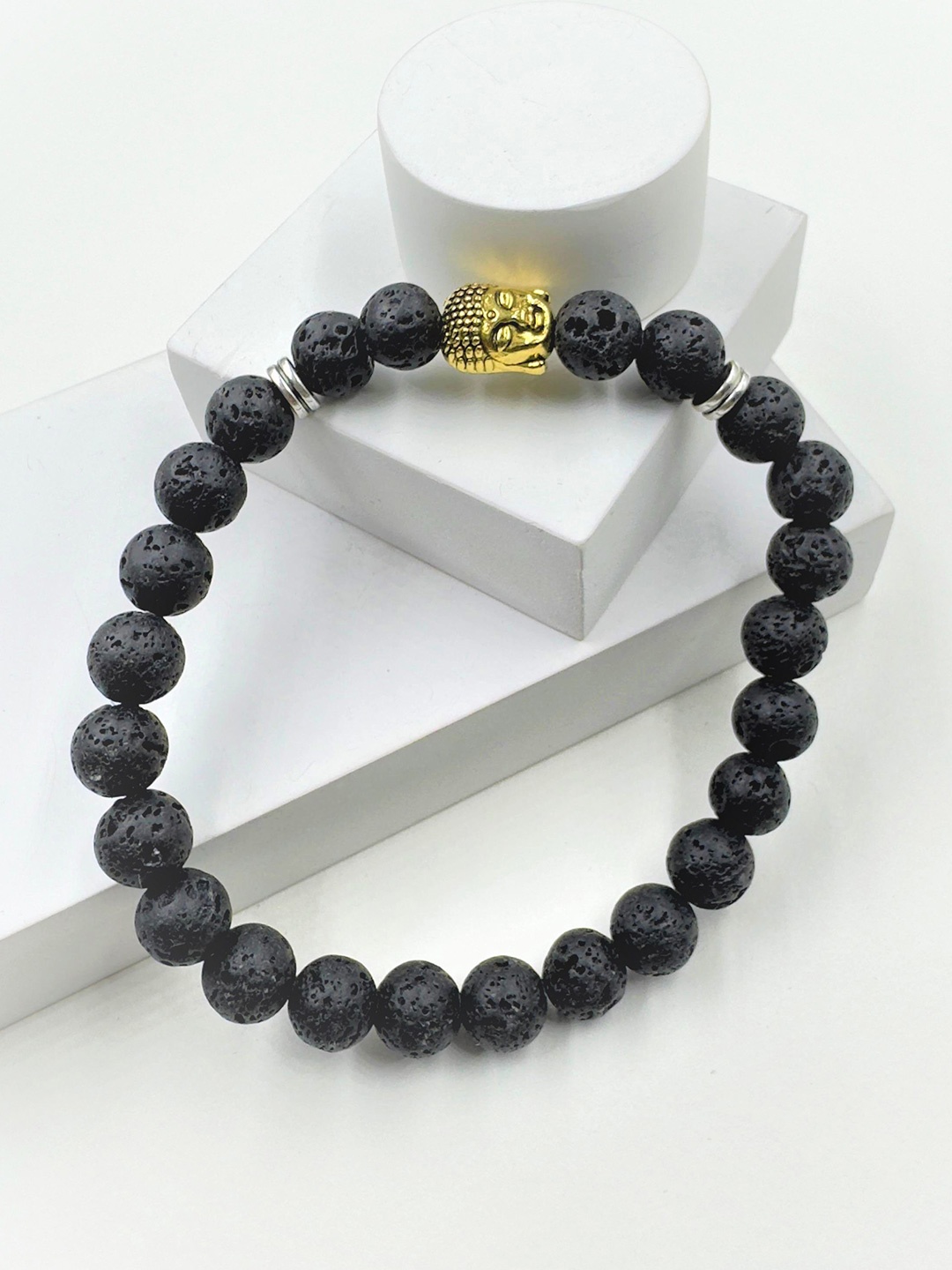 

AKLINA Beaded Ceramic Elasticated Bracelet, Black