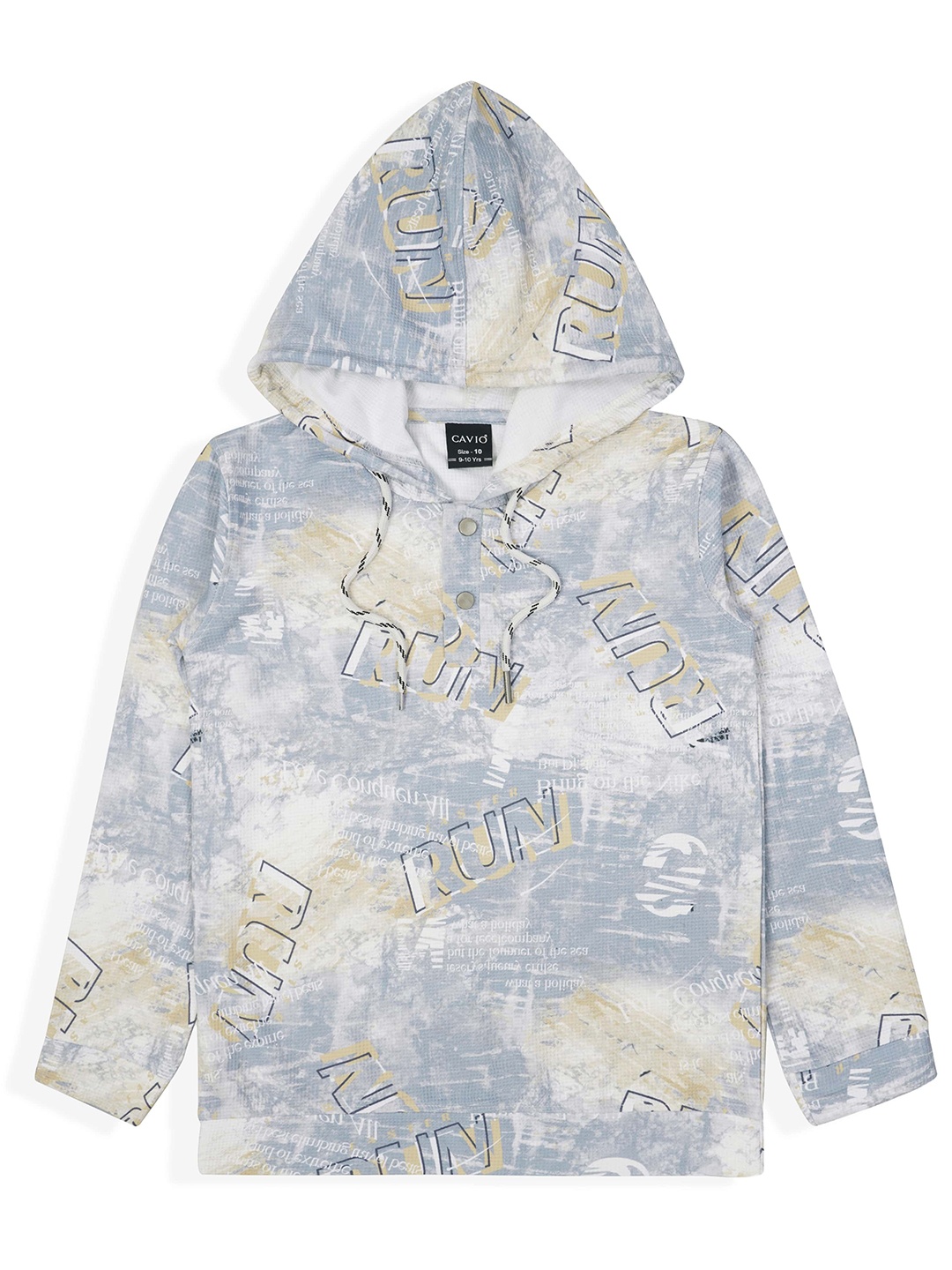 

CAVIO Boys Printed Hooded Sweatshirt, Gold