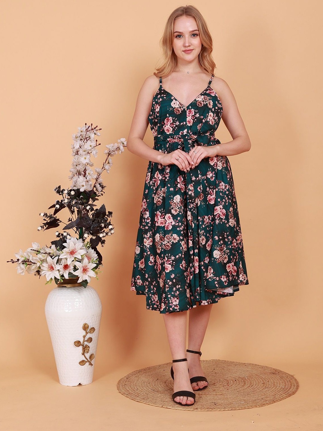 

BAESD Floral Print Fit & Flare Dress, Teal