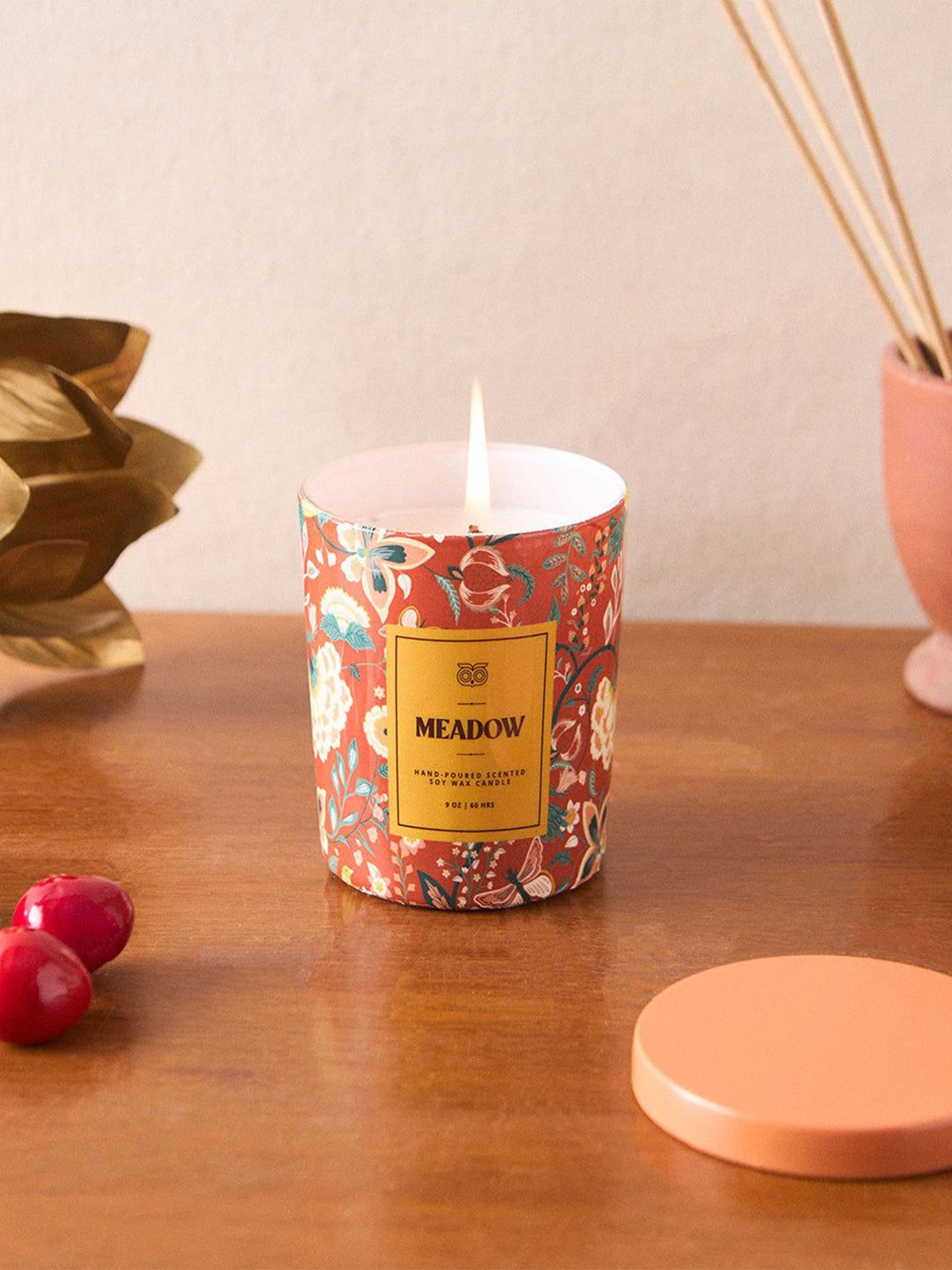 

Chumbak Yellow & Red Meadow Soy Wax Candle, Citrus & Sweet Jar Candle